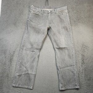 Levis 514 Jeans Mens 36x30 Gray Straight Leg Denim Distressed Wash Casual Pants